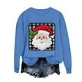 thumbnail image 5 of asdoklhq Women Long Sleeve Tops Christmas Women's Round Neck Hoodless Christmas Printed Casual Loose Sweatshirt Blue S, 5 of 6