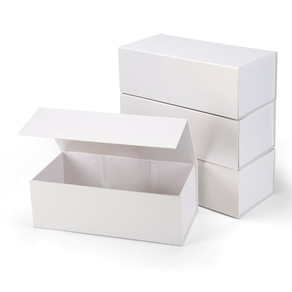 12x6x4 Magnetic Closure Boxes Set,White Gift Box with Lid for Party Festival Birthday (4 Pack)