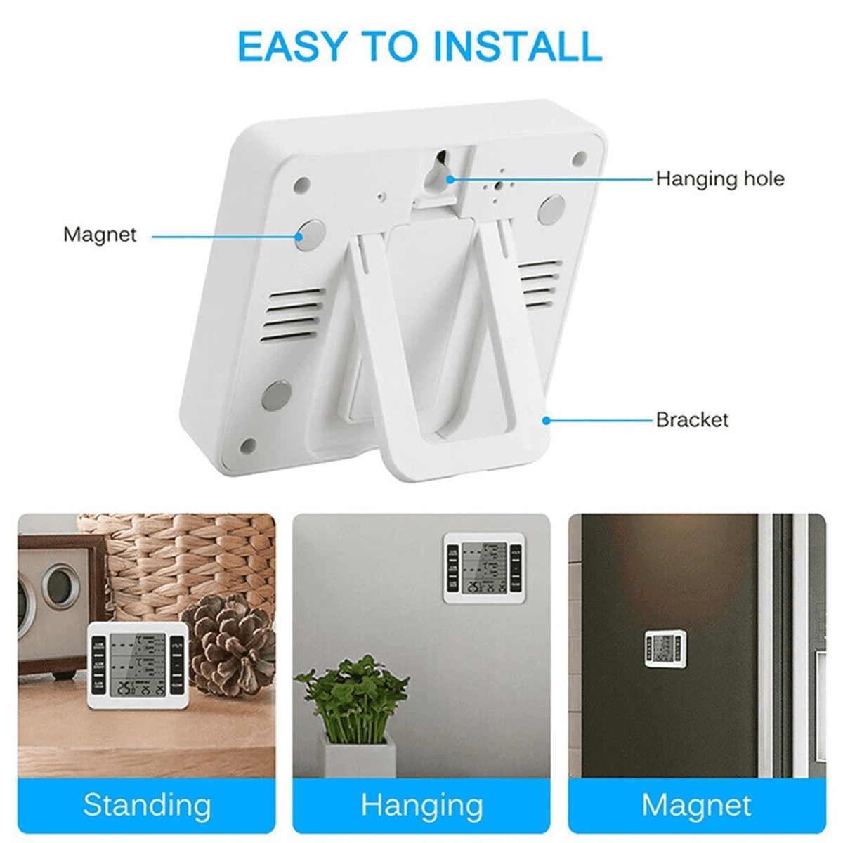 2Set Wireless Freezer Thermometer 2 Remote Sensors Alarm Low Temperature Refrigerator Thermometer Clock,2 x Freezer Thermometer 4 x Remote Sensor,White