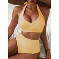 thumbnail image 4 of Women's High Waisted 2 Piece Bikini Sets Halter Swimsuits Striped Bathing Suit Summer Beach Swimwear 2026 Yellow M, 4 of 6