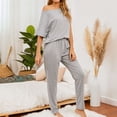 thumbnail image 5 of Defitshape Women's Plus Size Pajama Set Short Sleeve Pants Pjs 2 Piece Soft Fall Loungewear Comfy Summer Sleepwear Spring Pant Lounge Set Grey 3X-Large, 5 of 5