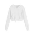 thumbnail image 6 of Jalioing Women's Crop Hoodies with Pocket Fashion Long Sleeve Drawstring Sweatshirts Trendy Solid Pullover Shirts, 6 of 9