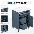 thumbnail image 6 of 24" Bathroom Vanity with Sink, Flip Drawer, Two Drawers & One Door, Adjustable Shelf, Solid Wood & MDF, Blue Freestanding for Bathroom, 6 of 14