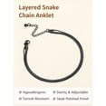 thumbnail image 6 of FindChic Anklets for Women Black Layered Ankle Bracelets Non-Tarnish Stainless Steel Adjustable Waterproof Flat Snake Foot Chain, Summer Beach Jewelry Gifts for Mothers Day/Graduation, 6 of 8