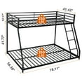 Twin over Full Bunk Bed, Metal Frame, Noise Free with Guardrails & Ladder, Black