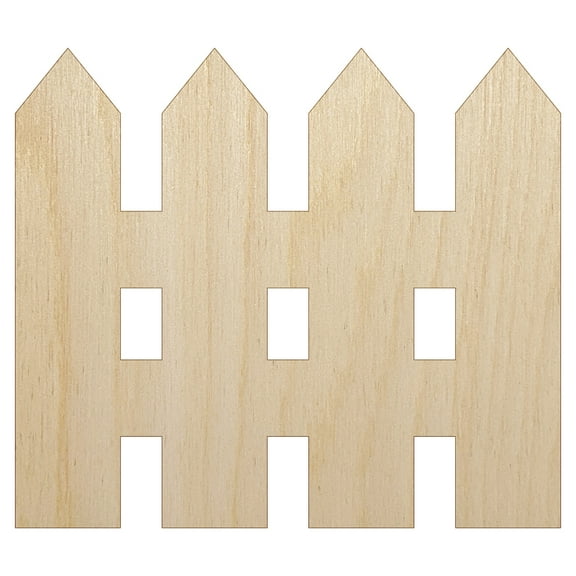 Picket Fence Solid Wood Shape Unfinished Piece Cutout Craft DIY Projects - 4.70 Inch Size - 1/8 Inch Thick
