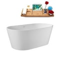 thumbnail image 2 of 63" Streamline G-19-130-BBR Soaking Glossy White Freestanding Tub and Tray With Internal Drain in Brushed Brass, 2 of 8
