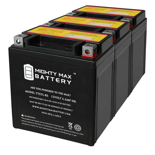 YTX7L-BS Battery for Suzuki DR 125, 200, 250, 350, GZ250 - 3 Pack