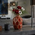 thumbnail image 3 of Geometric Vase for Living Room Display - Modern Ceramic Flower Vase for Home, Office, Table, or Bedroom Decor - Decorative Accent for Mantel, Console, and Kitchen Counter - 8", Red & Gold, 3 of 8