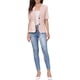 thumbnail image 2 of Blazer INSPIRE CHIC para mujeres, chaqueta de traje casual de trabajo con mangas cortas, solapa y frente abierto, con bolsillos, color rosa claro, 2 of 6