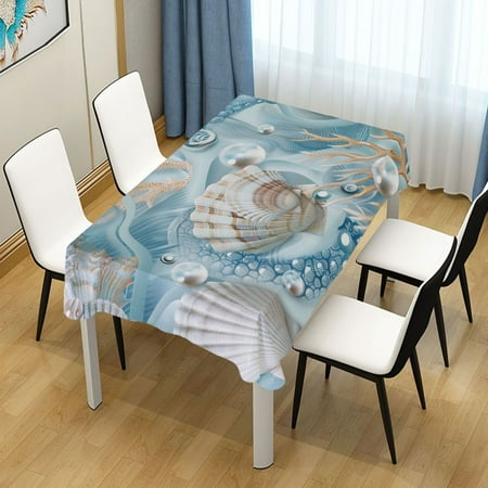 

ALAZA Seashells Seaweed Bubbles Rectangle Tablecloth Tablecover Dinning Table Cloth 60 x120