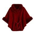 thumbnail image 6 of Sexlip Women’s Faux Fur Trim Cape Shawl Elegant Soft Wrap Coats for Fall Winter Fashion Style Warm Pashmina Cape Red S, 6 of 8