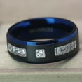 thumbnail image 5 of Black Blue Plated Matte 8mm Titanium Steel Mens Ring Men Wedding Band AAA CZ Man Ring, 5 of 7