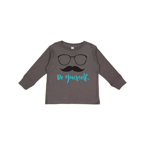 Inktastic Be Yourself, Glasses, Mustache - Black Blue Boys or Girls Long Sleeve Toddler T-Shirt
