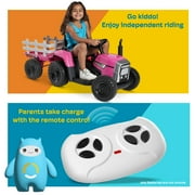 Kidzone 12V7AH Premium Version w/ EVA Treaded Tires Dual 35W Motors for 3+ Years Boys & Girls, Electric Tractor w/ Trailer Toddler Ride On Toy 3-Gear-Shift, 7-LED Lights Bluetooth, Red