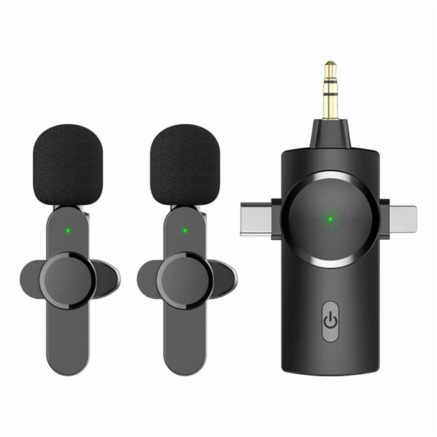 Micrófono de Solapa Inalámbrico 3 en 1 para Entrevistas, Video y Podcasts para , para , Android, Teléfonos Inteligentes, Cámaras y Computadoras