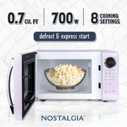 Nostalgia 0.7 cu ft Retro Microwave Oven, 700W Countertop Microwave Oven with 8 Auto Cook Programs, Lavender