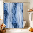 thumbnail image 4 of Navy Blue Marble Shower Curtain, Waterproof Shower Curtains for Bathroom, Modern Abstract Luxury Fluid Artwork Washable Fabric Bathtub Curtain Set Bath Decor with 12 Hooks Extra Long 72"x96", 4 of 8