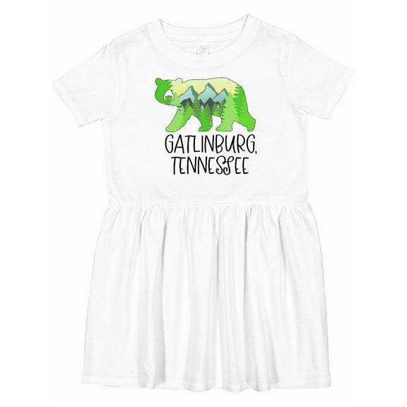 Inktastic Gatlinburg, Tennessee Mountains and Bear Shape Girls Toddler Dress