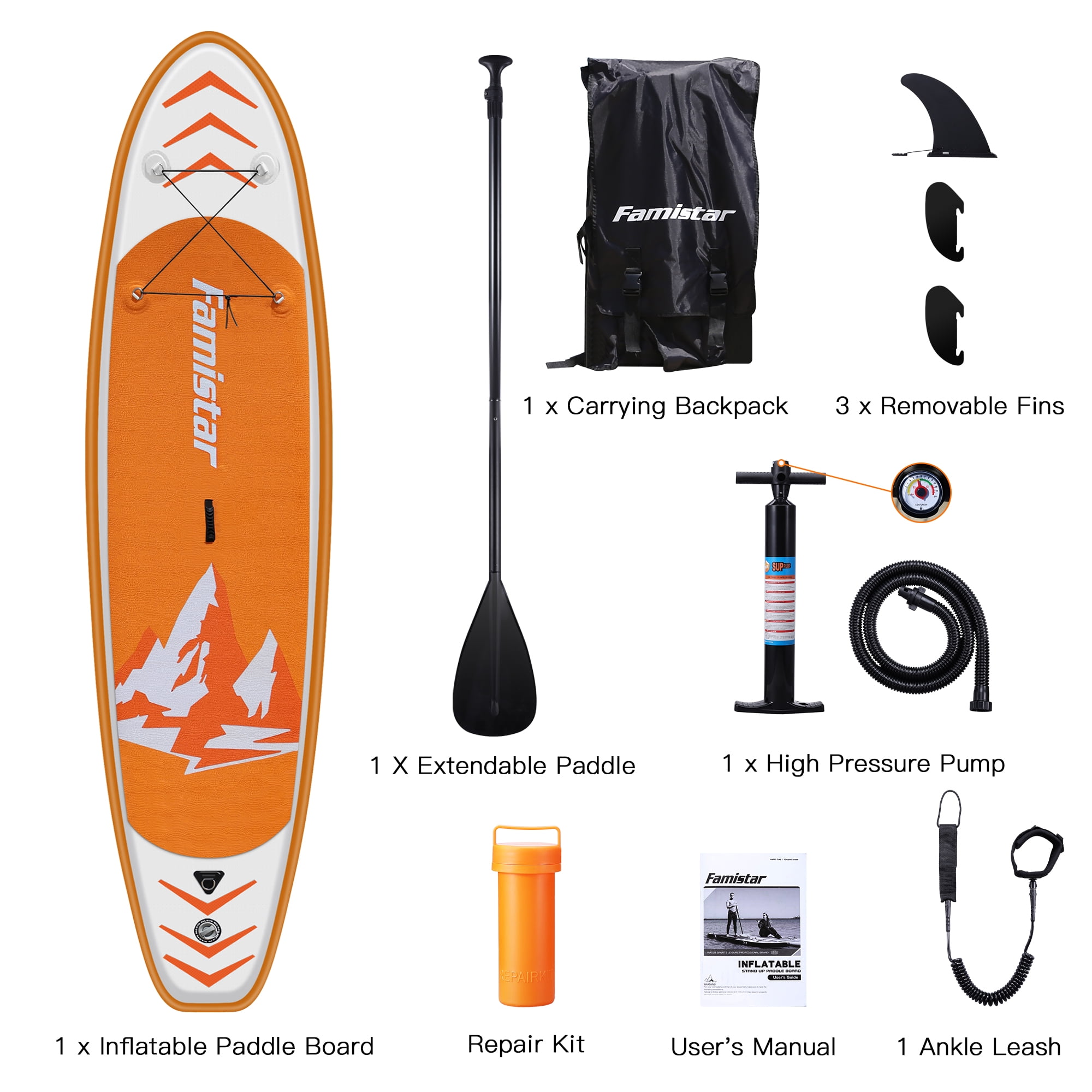 Famistar Inflatable Premium Stand Up Paddle Board(Beginner), 10.8 ft Yoga Board for Youth & Adult