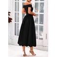 thumbnail image 2 of Vestido PRETTYGARDEN para mujer, de verano, con hombros descubiertos, línea A, negro, 2 of 9