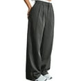 thumbnail image 2 of Womens Baggy Wide Leg Pants Casual Stripe Elastic Waisted Palazzo Harem Pants with Pockets Grey L, 2 of 7