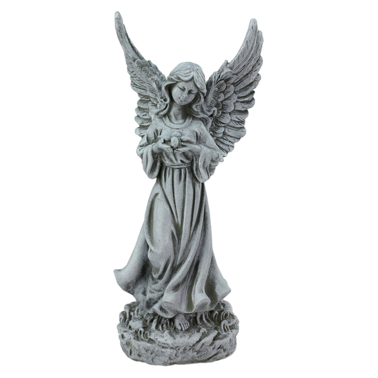 Northlight Heavenly Gardens Grey Serene Angel with Dove Outdoor Garden Statue by Northlight