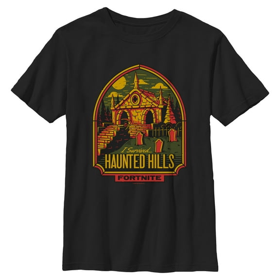 Boy's Fortnite I Survived Haunted Hills Graphic T-Shirt