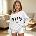 thumbnail image 2 of Arlun Girls off the Shoulder Sweatshirt for Back to School Season Oversized Drop Shoulder Long Sleeve Hoodless Pullover Top Fall Winter Letter Print Baggy Cozy Sweatshirts 170, 2 of 5