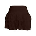 thumbnail image 4 of Telankuip Lace Tiered Mini Skirts for Women Ruffled Elastic High Waisted Pleated Party Flowy Short Skirts 2025 Fashion Y2k Boho Outfits Micro Underskirts for Carnival Holiday Outfits Coffee L, 4 of 4