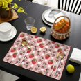 thumbnail image 4 of Pink Cow Strawberry Hat Pattern Summer Placemats Table Placemats Set Of 4-Linen Kitchen Washable Placemats Table Mats 11.8"x17.7" Non-Slip Heat Resistant, 4 of 6
