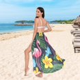 thumbnail image 6 of FORMRS Womens Long Sarong Beach Wrap Semi-Sheer Bikini Skirt Bathing Swimsuit Cover Up, Flamingo Floral Pattern, 6 of 7