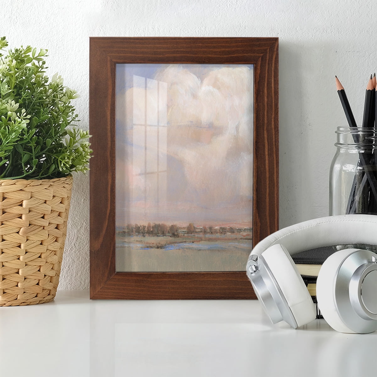 Billowing Clouds II - Framed Print w/glass - Chestnut