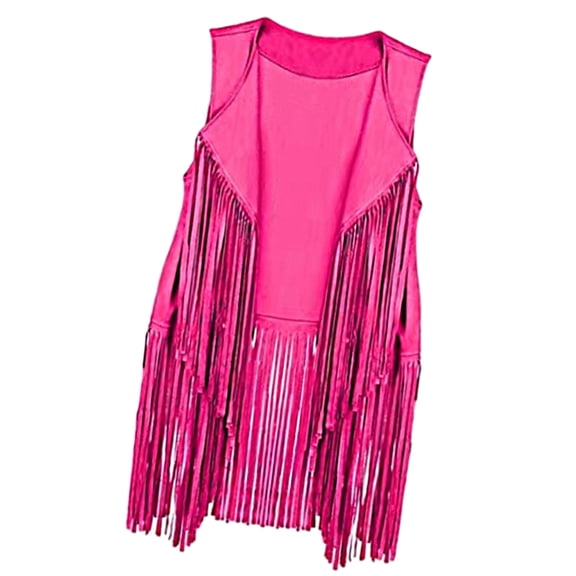 Women's Tassels Sleeveless Vest 70s Hippie Costume Fringe Jackets Open Front Cardigan Western Outfit Cowgirl Top