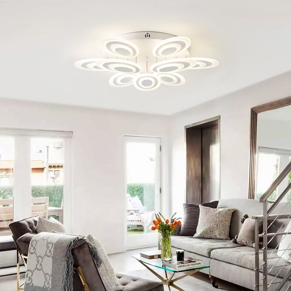 Aiwen White Acrylic LED Ceiling Lamp Geometric Modern Flower Shape Flush Mount Ceiling Light Fixture Chandelier