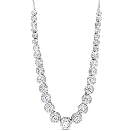 Everly Women's Created Moissanite Sterling Silver Tennis Necklace