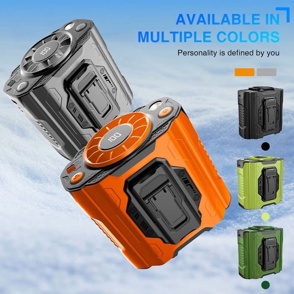 Ipx5 Waterproof Wearable Waist Fan, Mini Personal Air Conditioner Cooler With Led Digital Display & Built-In Flashlight, for Outdoor Work Hiking Camping Fishing Construction Jobs, 4in, Army Green