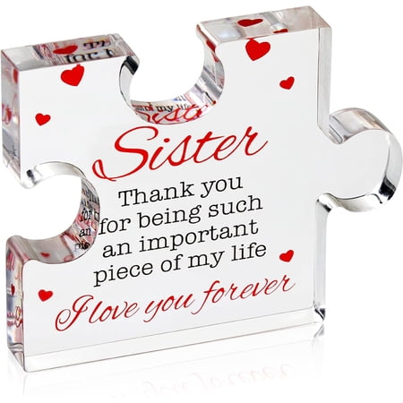 Birthday Gifts for Sister – Engraved Acrylic Block Puzzle Sister Present – Cute Birthday Gifts from Sister Happy Birthday Sister Gift from Brother