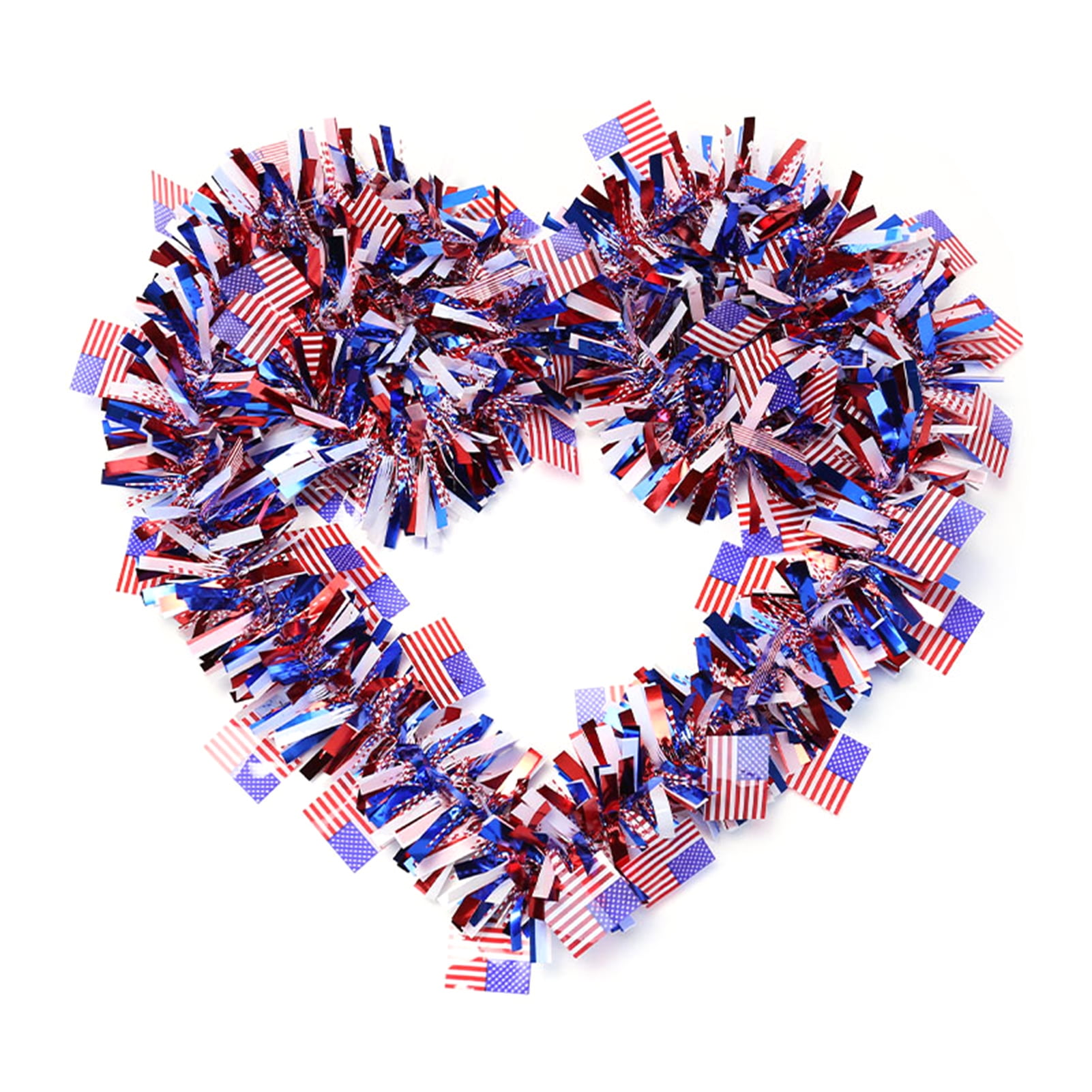 Glossy American Flag Tinsel Stars Stripes Print Independence Day Wall
