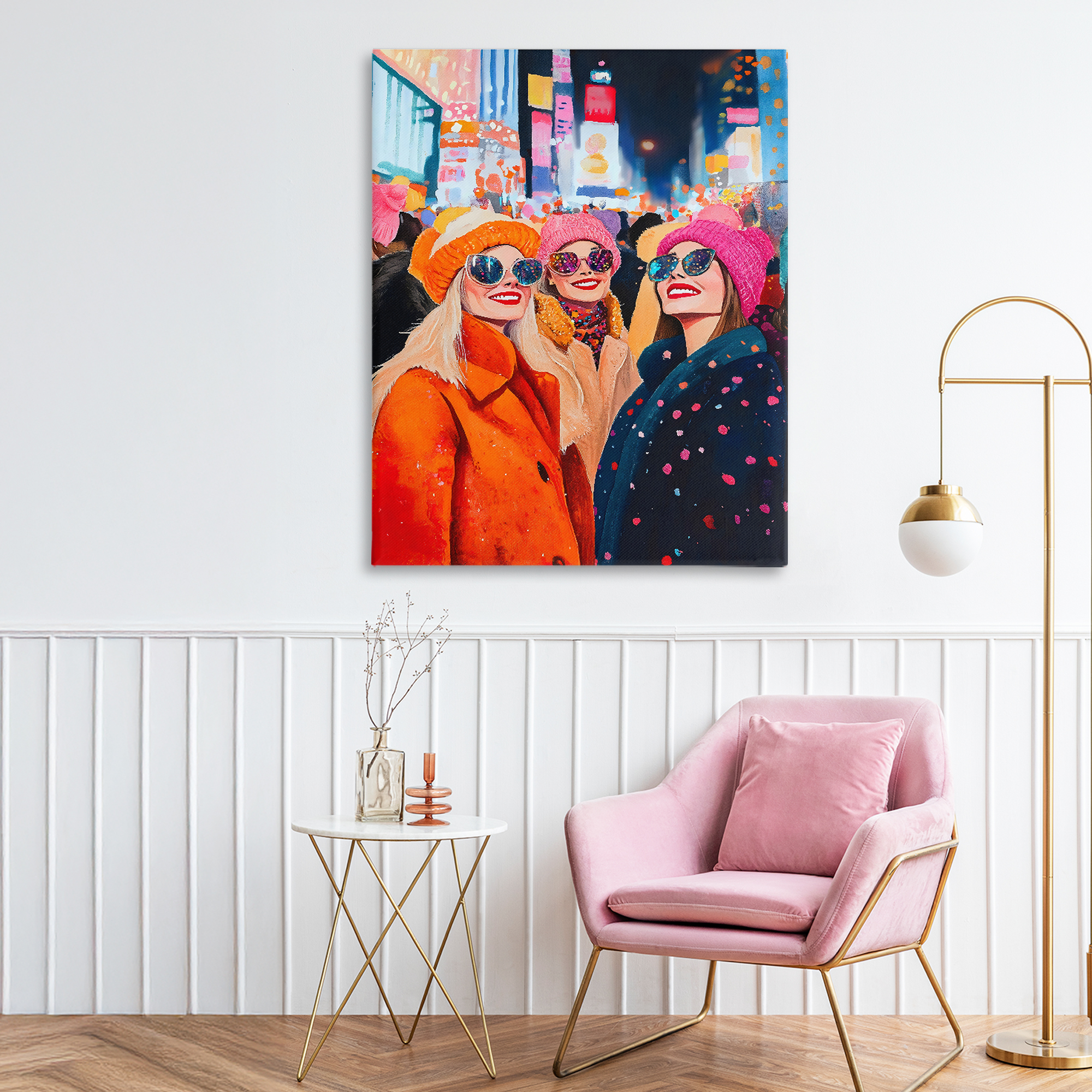 Stupell Industries New Year's Girls in City Canvas Wall Art, design by LSR Design Studio