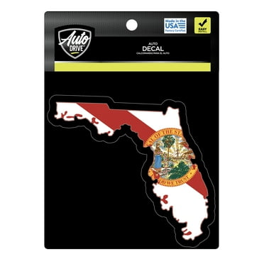 Auto Drive Florida State Vinyl Automotive Decal, Multicolor, 5” x 5.5”, 45165, 1 Piece
