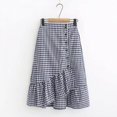 thumbnail image 2 of EIMELI Women High Waist Skirt Summer Female Irregular Ruffle Skirts Vintage Button Long Retro Cute Black, 2 of 6
