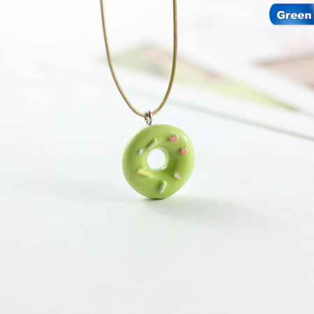 AkoaDa Fashion Cute Lovely Donuts Ceramic Pendant Necklace For Students Girl Best Friends Handmade Resin Charm Jewelry