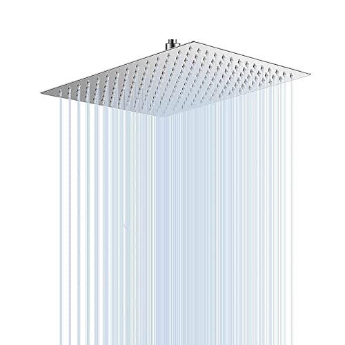 Yodel 12 Inch Rain Shower Head Brushed Nickel 304 Stainless Steel High Pressure Rainfall Showerhead Ultra Thin Water Saving