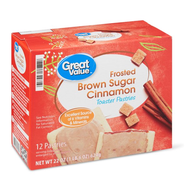 Great Value Frosted Brown Sugar Cinnamon Toaster Pastries, 22 oz, 12