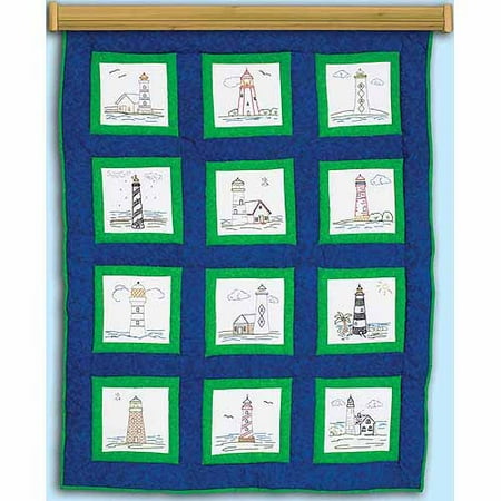 Jack Dempsey Themed Stamped White Quilt Blocks, 9" x 9", 12pk