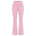 thumbnail image 6 of Inverlee High Waist Flare Leggings with Pockets for Women Stretch Knit Casual Athletic Bottoms Yoga Slim Fit Gym Pants Pink S, 6 of 6