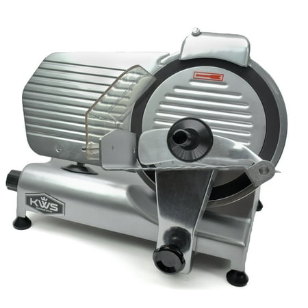 KWS Premium Commercial 320w Electric Meat Slicer 10" with Non-sticky Teflon Blade, Frozen Meat/ Cheese/ Food Slicer Low Noises Commercial and Home Use