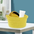 thumbnail image 4 of Yellow Bright Playroom Basket, 9.4 Inch Woven Cotton Rope Bin, 1 Count, Small Storage Organizer For Kids Crayons Small Toys, Colorful Nursery Shelf Decor, Dopamine Style Entryway Catchall, 4 of 6