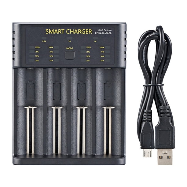 Cargador de batería Adaptador de carga de celda inteligente de 4 ranuras Cargador de batería recargable de litio 18650 kenally EL001997-00B